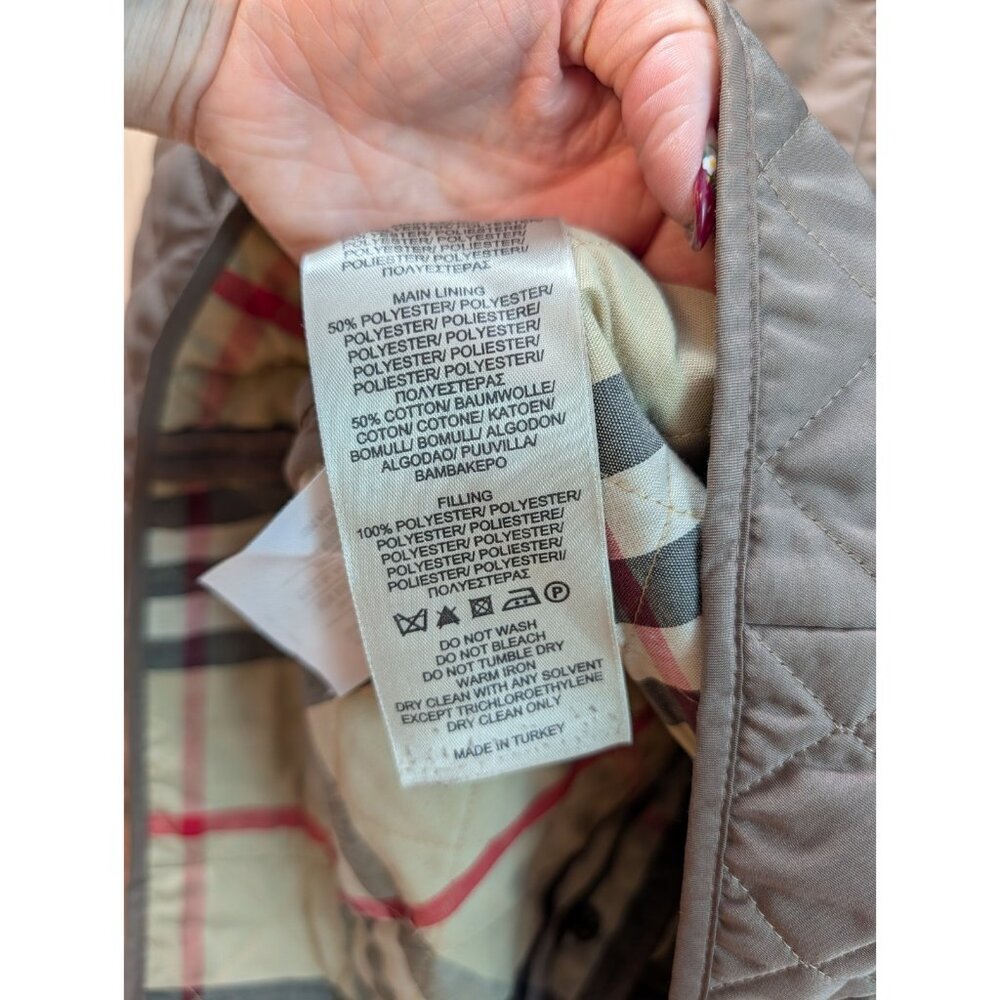 Burberry Brit Quilted Jacket Women’s Nova Check Lined Beige Coat Medium - Picture 8 of 10